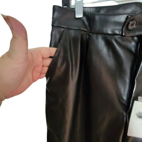 NWT Halston vegan leather, 1 pleat front, pocket on side - Picture 3 of 5